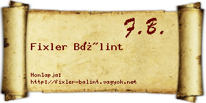 Fixler Bálint névjegykártya